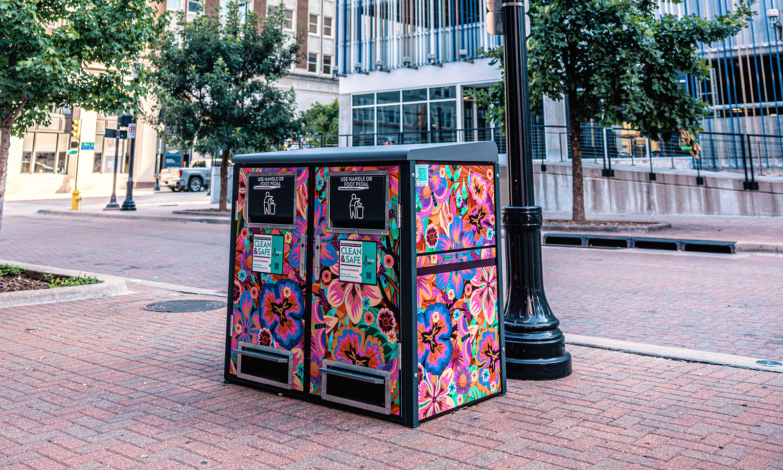 Downtown Tulsa vibrant trash enclosures