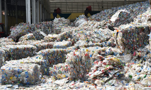 Landfill plastic recycling piles