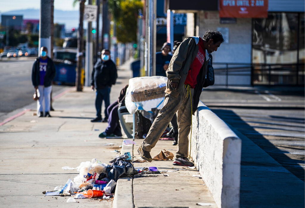 Searching through trash