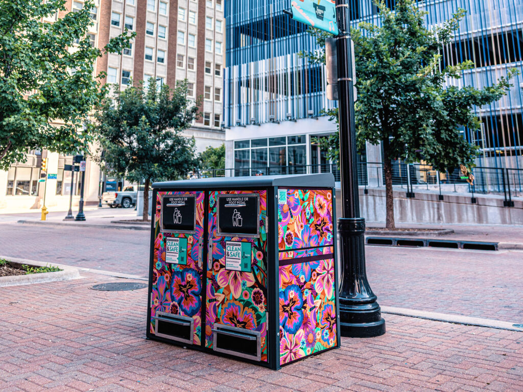 Front loading trash enclosures