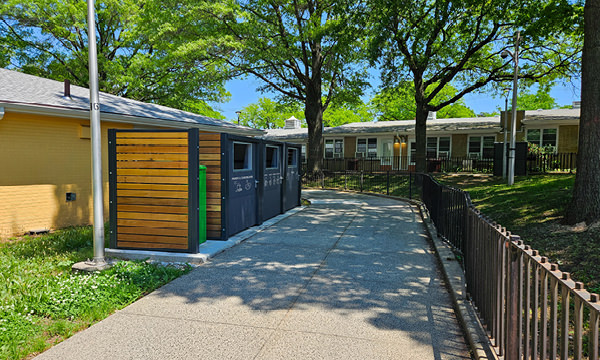 Waste, recycling, and food organics enclosures